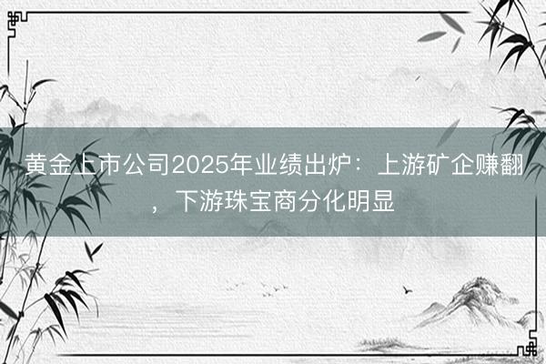 黄金上市公司2025年业绩出炉：上游矿企赚翻，下游珠宝商分化明显