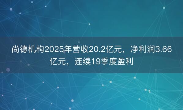 尚德机构2025年营收20.2亿元，净利润3.66亿元，连续19季度盈利