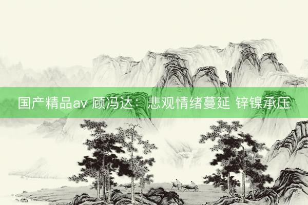 国产精品av 顾冯达：悲观情绪蔓延 锌镍承压