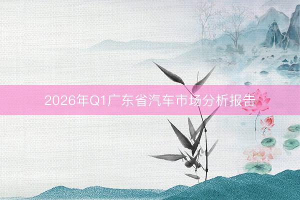 2026年Q1广东省汽车市场分析报告