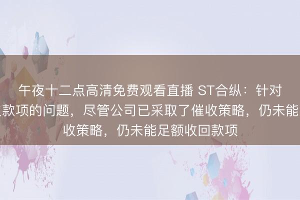 午夜十二点高清免费观看直播 ST合纵:针对湖南云松拖欠款项的问题,尽管公司已采取了催收策略,仍未能足额收回款项