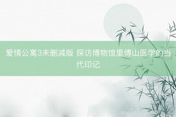 爱情公寓3未删减版 探访博物馆里傅山医学的当代印记