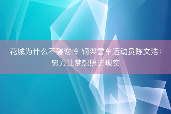 花城为什么不碰谢怜 钢架雪车运动员陈文浩：努力让梦想照进现实