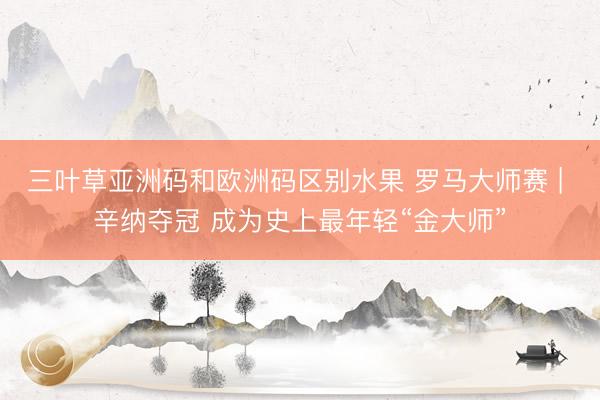 三叶草亚洲码和欧洲码区别水果 罗马大师赛 | 辛纳夺冠 成为史上最年轻“金大师”