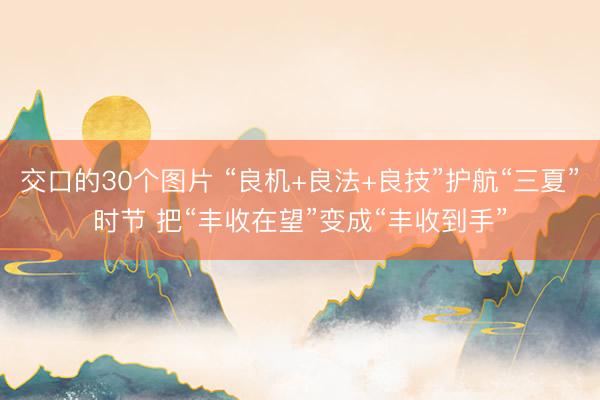 交口的30个图片 “良机+良法+良技”护航“三夏”时节 把“丰收在望”变成“丰收到手”
