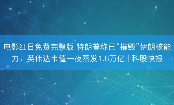 电影红日免费完整版 特朗普称已“摧毁”伊朗核能力；英伟达市值一夜蒸发1.6万亿 | 科股快报