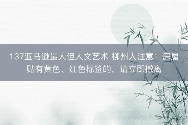 137亚马逊最大但人文艺术 柳州人注意:房屋贴有黄色、红色标签的,请立即撤离