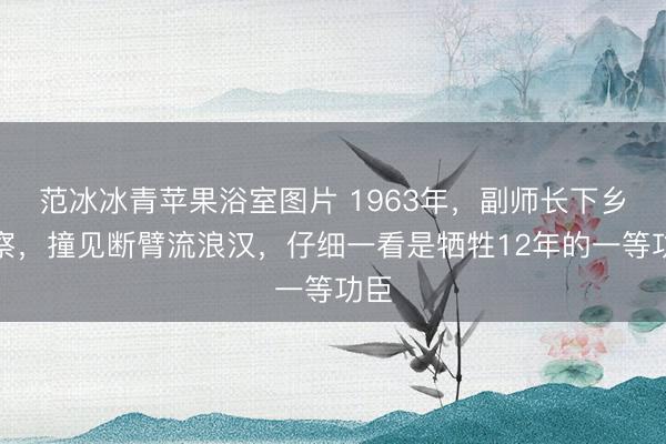 范冰冰青苹果浴室图片 1963年，副师长下乡视察，撞见断臂流浪汉，仔细一看是牺牲12年的一等功臣