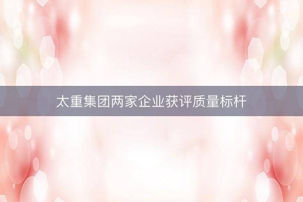 太重集团两家企业获评质量标杆