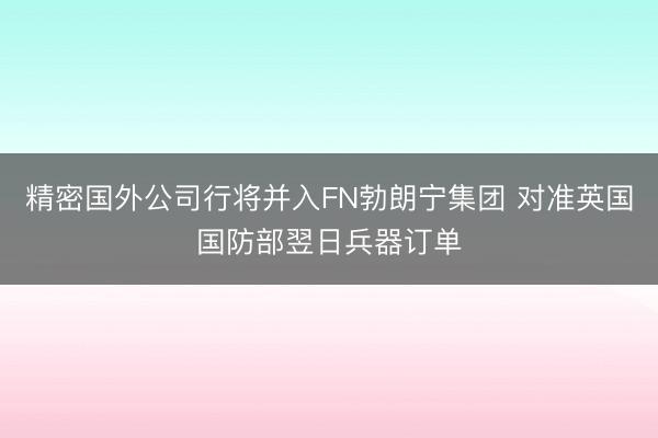 精密国外公司行将并入FN勃朗宁集团 对准英国国防部翌日兵器订单