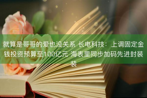 就算是哥哥的爱也没关系 长电科技：上调固定金钱投资预算至100亿元 海表里同步加码先进封装