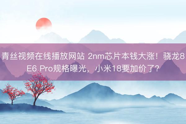 青丝视频在线播放网站 2nm芯片本钱大涨！骁龙8E6 Pro规格曝光，小米18要加价了？