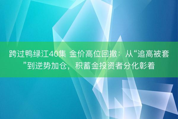 跨过鸭绿江40集 金价高位回撤：从“追高被套”到逆势加仓，积蓄金投资者分化彰着