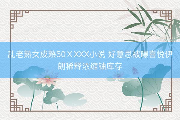 乱老熟女成熟50ⅩXXX小说 好意思被曝喜悦伊朗稀释浓缩铀库存