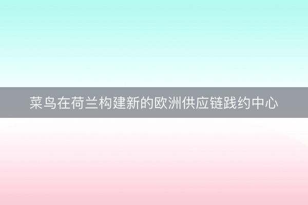 菜鸟在荷兰构建新的欧洲供应链践约中心