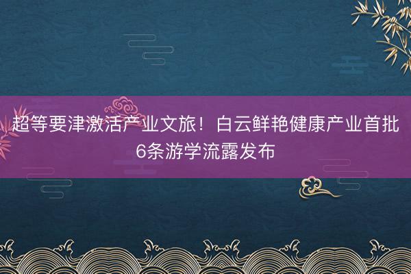 超等要津激活产业文旅！白云鲜艳健康产业首批6条游学流露发布